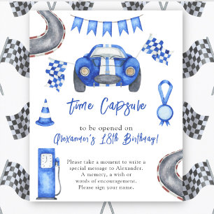 Affiche Capsule temporel voiture de course aquarelle 1er a