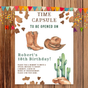 Affiche Capsule temporel Western Cowboy 1er anniversaire