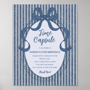 Affiche Capsule Temporelle Anniversaire en Jean Bleu Coque