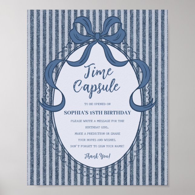 Affiche Capsule Temporelle Anniversaire en Jean Bleu Coque (Devant)
