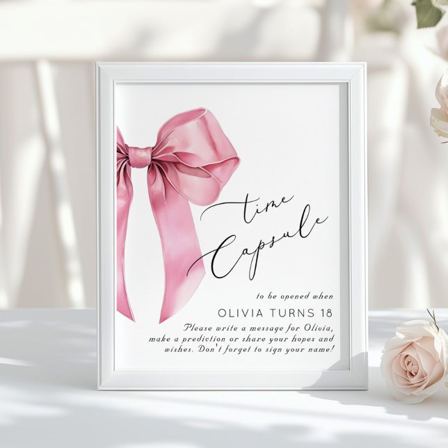 Affiche Capsule Temporelle Anniversaire Ruban Rose (Créateur téléchargé)
