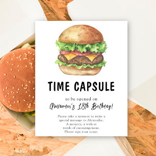 Affiche Capsule temporelle Burger Aquarelle 1er anniversai