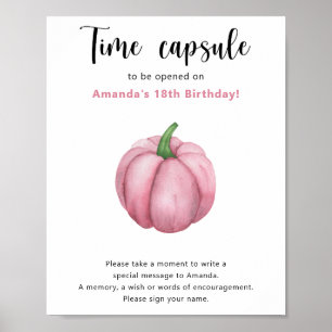 Affiche Capsule temporelle Citrouille Rose 1er anniversair
