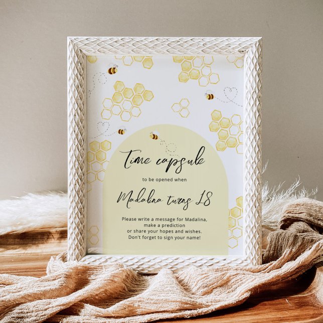 Affiche Capsule temporelle d'anniversaire d'abeille bourdo (Créateur téléchargé)