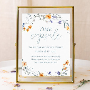 Affiche Capsule Temporelle de Baby Shower Floral Printemps