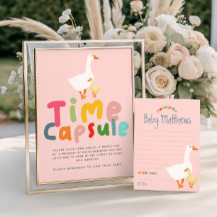 Affiche Capsule Temporelle de Fête de Bébé Rose Féminin Oi