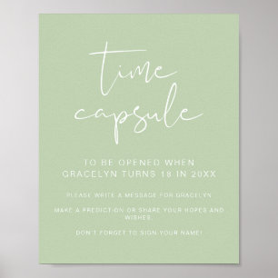 Affiche Capsule Temporelle de Fête de Naissance Vert Vibra