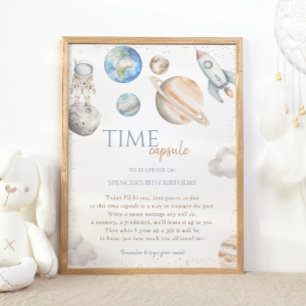 Affiche Capsule Temporelle de Fusée pour Anniversaire Spat