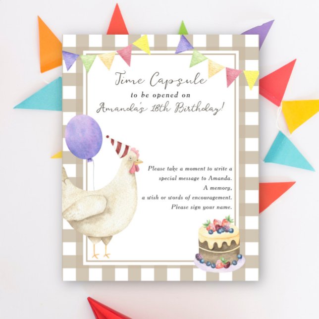 Affiche Capsule temporelle de poulet 1er anniversaire genr (Créateur téléchargé)