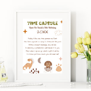 Affiche Capsule Temporelle Dino Anniversaire Souvenirs du