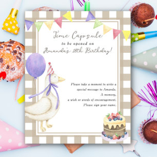 Affiche Capsule temporelle d'oie 1er anniversaire genre ne