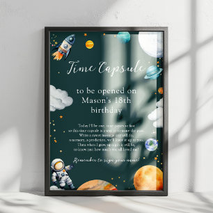 Affiche Capsule Temporelle Espace Turquoise 1er Anniversai