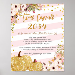 Affiche Capsule temps Citrouille rose et or