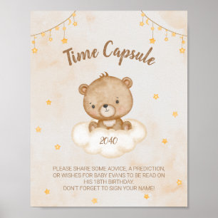 Affiche Capsule temps de Baby shower de l'ours Brown