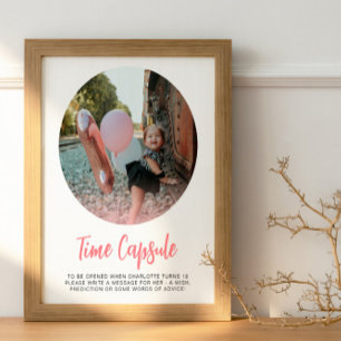 Affiche Capsule temps photo rose moderne