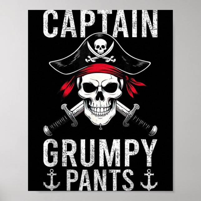 Affiche Captain Mpy Pants Rate Humor Skull Graphic  (Devant)