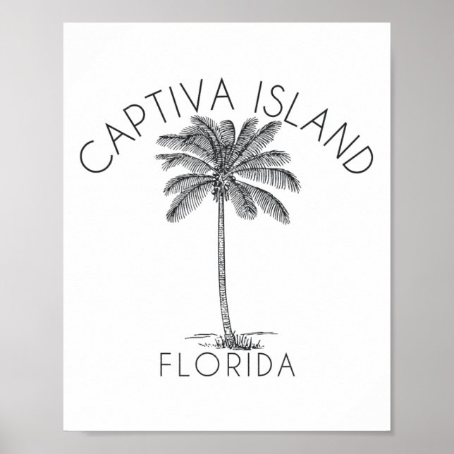 Affiche Captiva Island Beach Design Palm Tree Illustration (Devant)