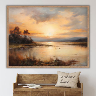 Affiche Captivating Sunset Landscape Painting, River lands