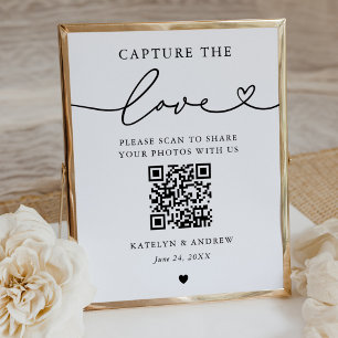 Affiche Capture de l'Amour Minimaliste QR Photo Cœur