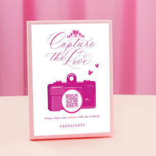 Affiche Capture de l'amour Quinceanera Caméra rose Code QR