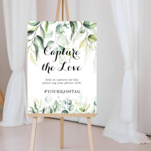 Affiche Capturez le hashtag Amour Aquarelle Eucalyptus