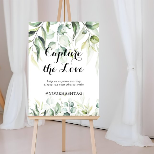Affiche Capturez le hashtag Amour Aquarelle Eucalyptus (Créateur téléchargé)