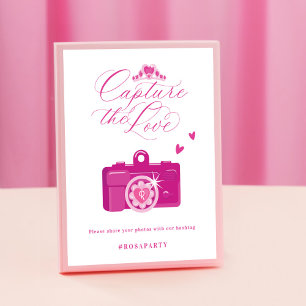 Affiche Capturez le hashtag Love Quinceanera Pink Camera