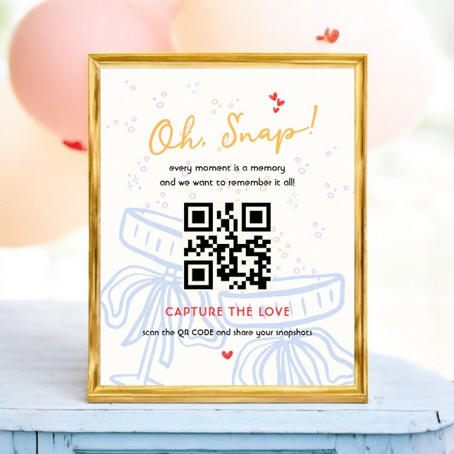 Affiche Capturez le Wedding shower de code QR Coquette Lov (Créateur téléchargé)