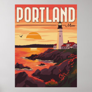 Affiche Capturez l'essence de Portland, phare du Maine