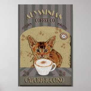 Affiche Capurrrccino Abyssinian Cat Vintage