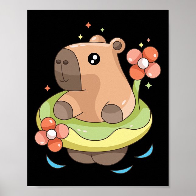 Affiche Capy Capybara Floatie Funny Xmas En Juillet Filles (Devant)
