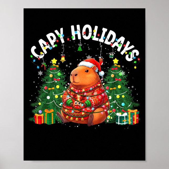Affiche Capy Holidays Capybara Santa Hat Xmas Men Women Ki (Devant)