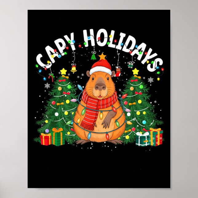 Affiche Capy Holidays Capybara Santa Hat Xmas Men Women Ki (Devant)