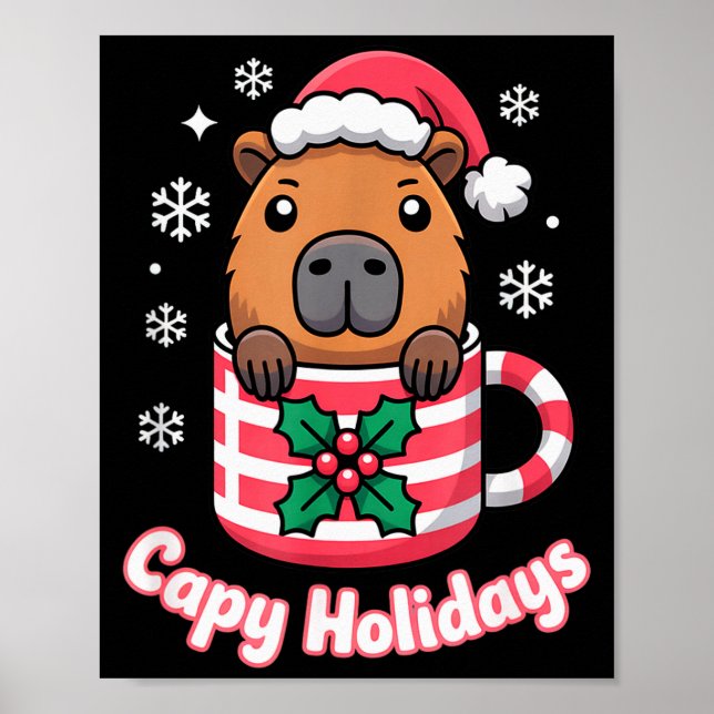 Affiche Capy Holidays Cute Capybara Christmas Santa Hat  (Devant)