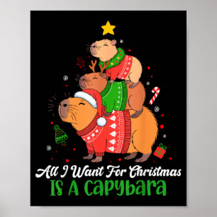 Affiche Capy Noël Mignon Capybara Arbre de Noël Pjs Animal