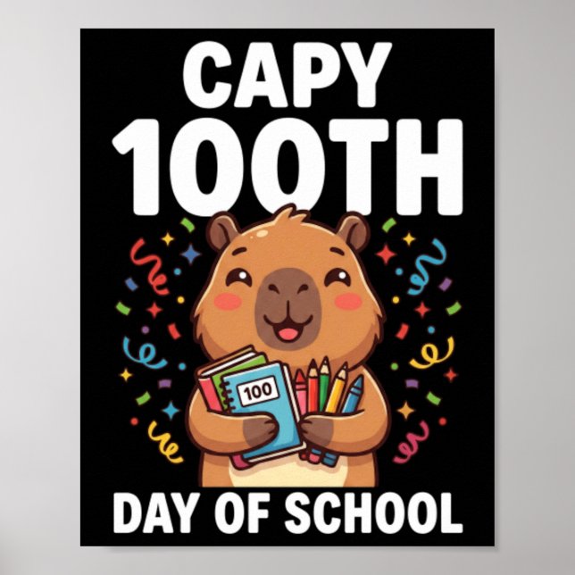 Affiche Capybara 100e jour d'école Mignon Capy Animal (Devant)