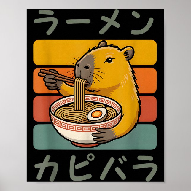 Affiche Capybara Anime Graphic Ramen Kawaii Japanese Vinta (Devant)