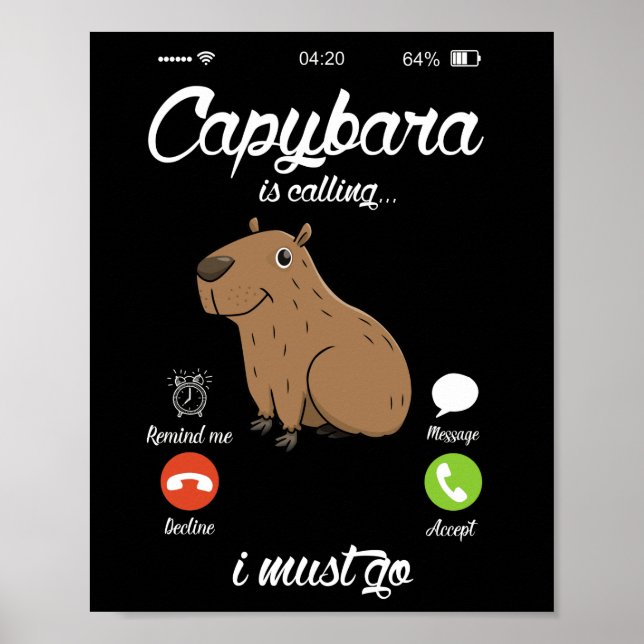 Affiche Capybara Appelle Capibara Rodent Amoureux des anim (Devant)