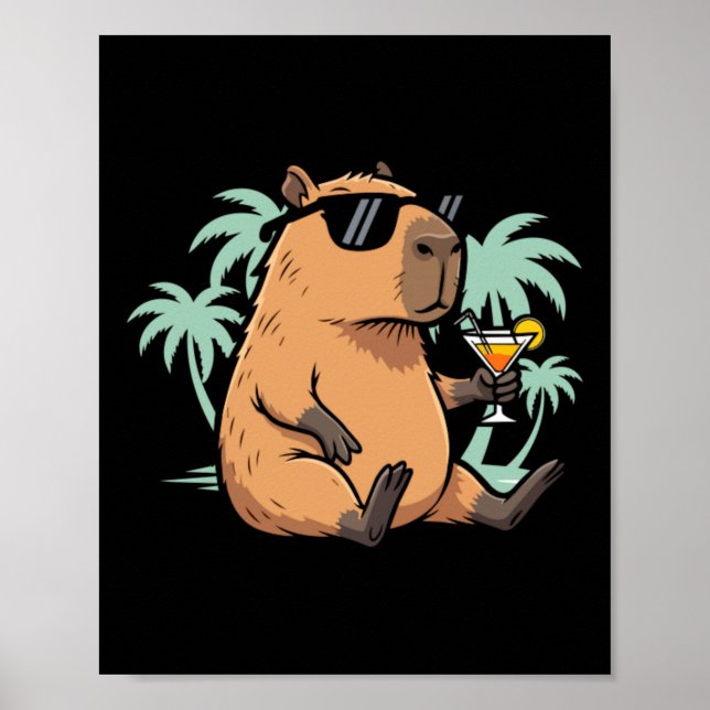 Affiche Capybara avec queue - ambiance détendue (Devant)
