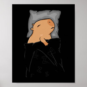 Affiche Capybara Cadeau Femme Enfants Capybara Dormir Capy