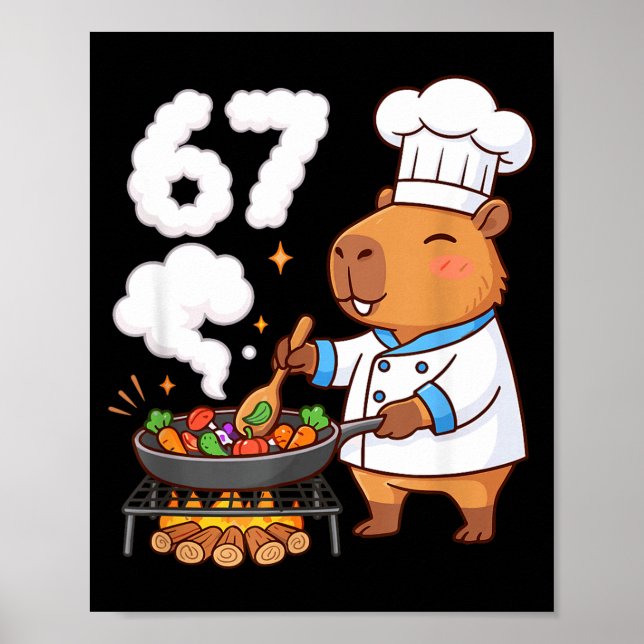 Affiche Capybara Chef 67 Six Seven Funny Brain Rot Meme Gr (Devant)