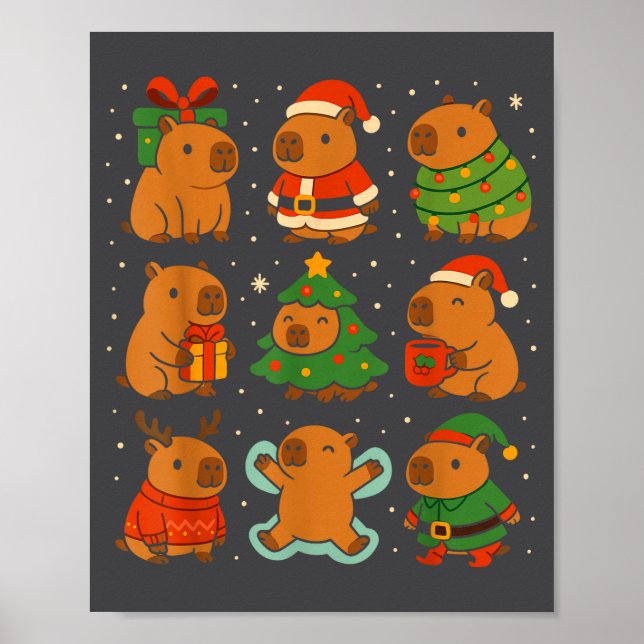 Affiche Capybara Christmas Shirt, Funny Capy Holidays  (Devant)