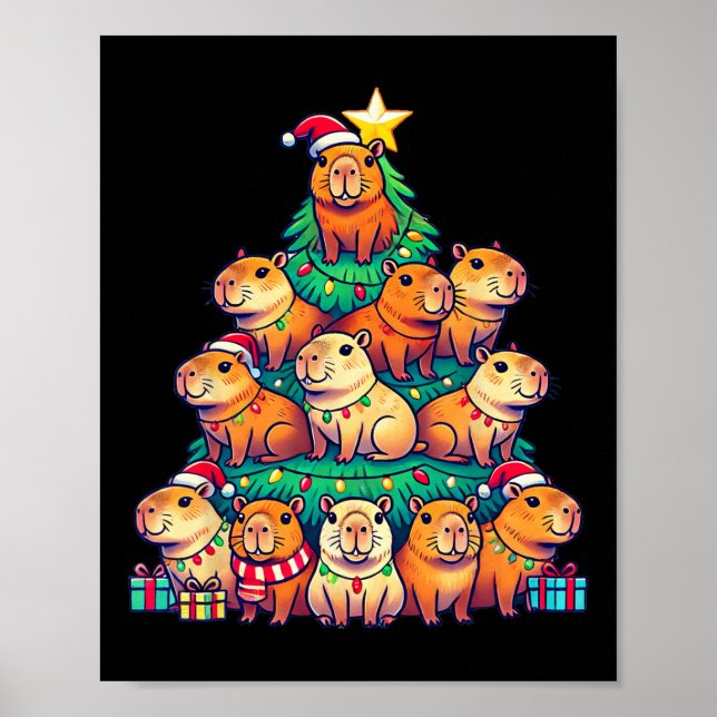 Affiche Capybara Christmas Tree Funny Capybara Xmas (Devant)