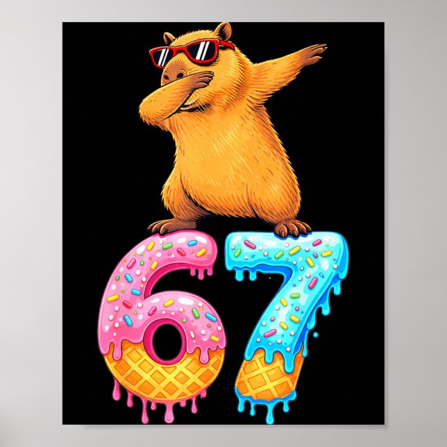 Affiche Capybara Dabbing 67 Ice Cream Drip 67 Birthday Boy (Devant)