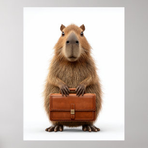 Affiche Capybara d'affaires avec Porte-documents