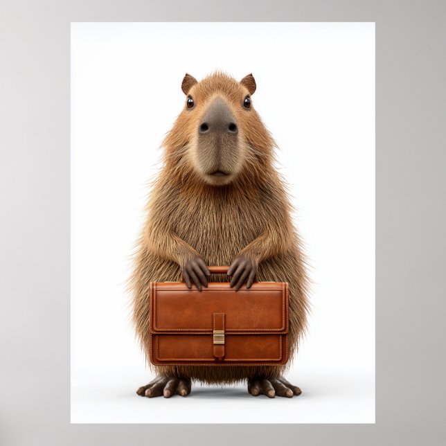 Affiche Capybara d'affaires avec Porte-documents (Devant)