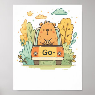 Affiche Capybara Dans Une Voiture – Allez ! Motivant Joli 