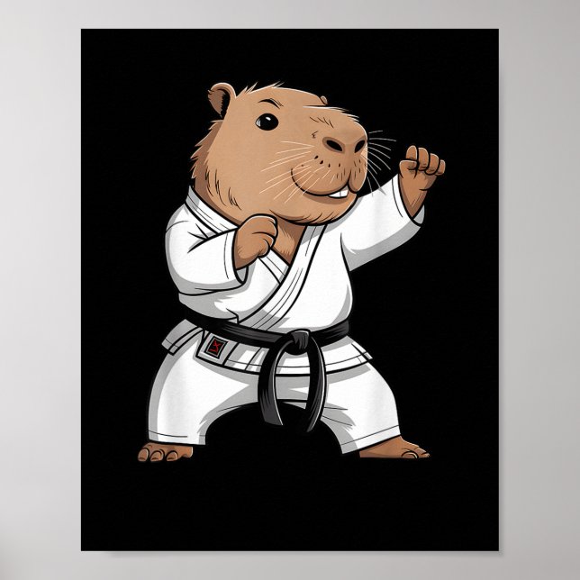 Affiche Capybara d'arts martiaux drôle de karaté taekwondo (Devant)