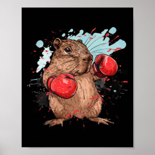 Affiche Capybara de boxe avec gants de boxe kickboxing amu