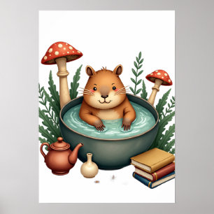 Affiche Capybara de la vie lente Maison champignon de sour